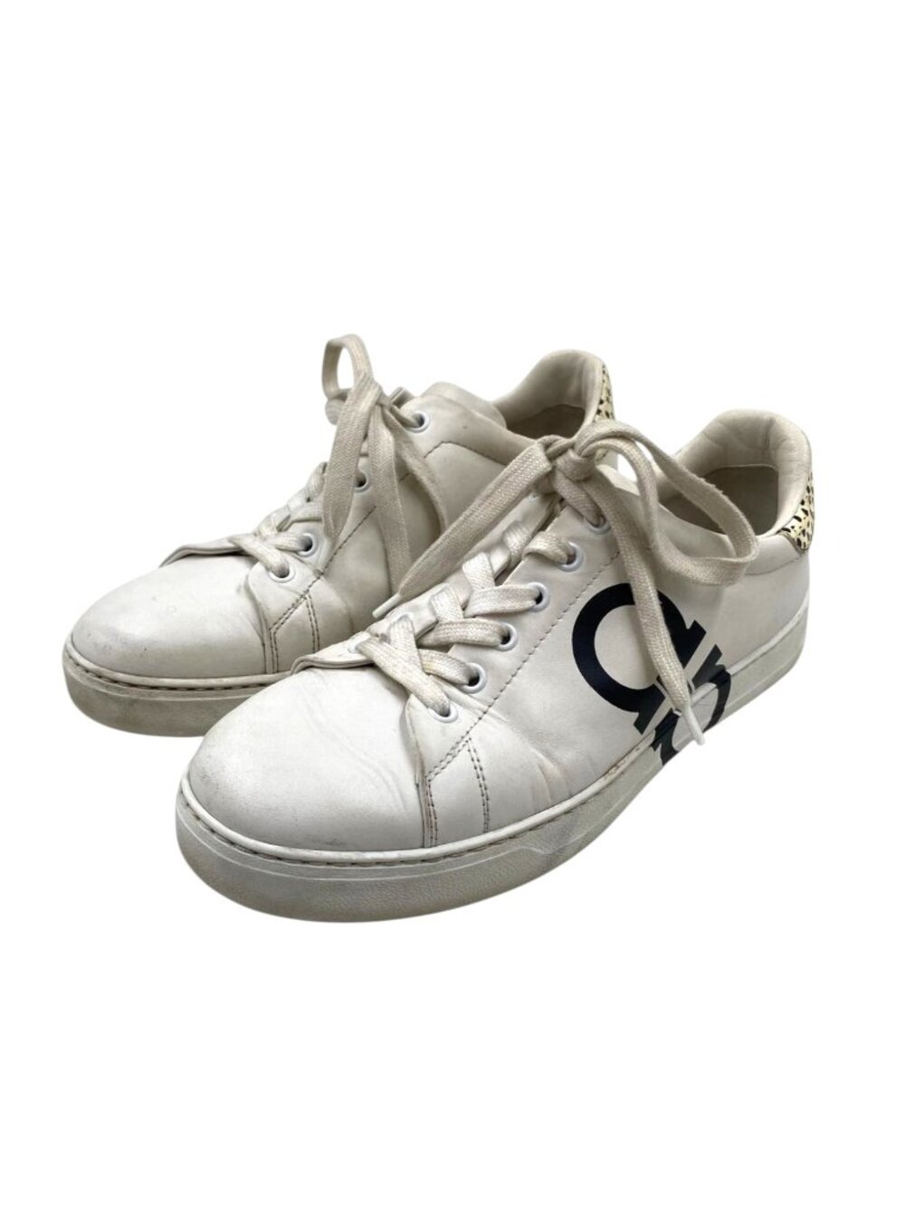 Salvatore Ferragamo Woman's  Gancini Logo Leather Sneaker Size 9 C